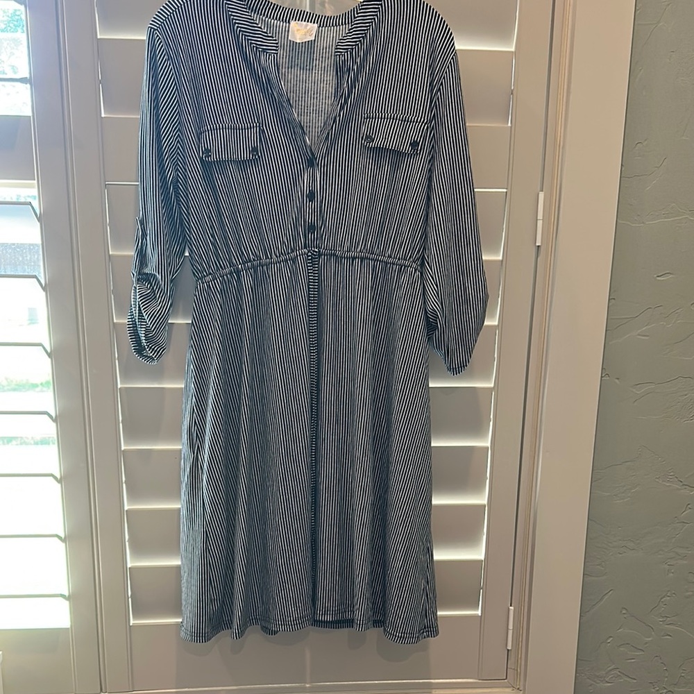 Black and White Striped Maternity Dress